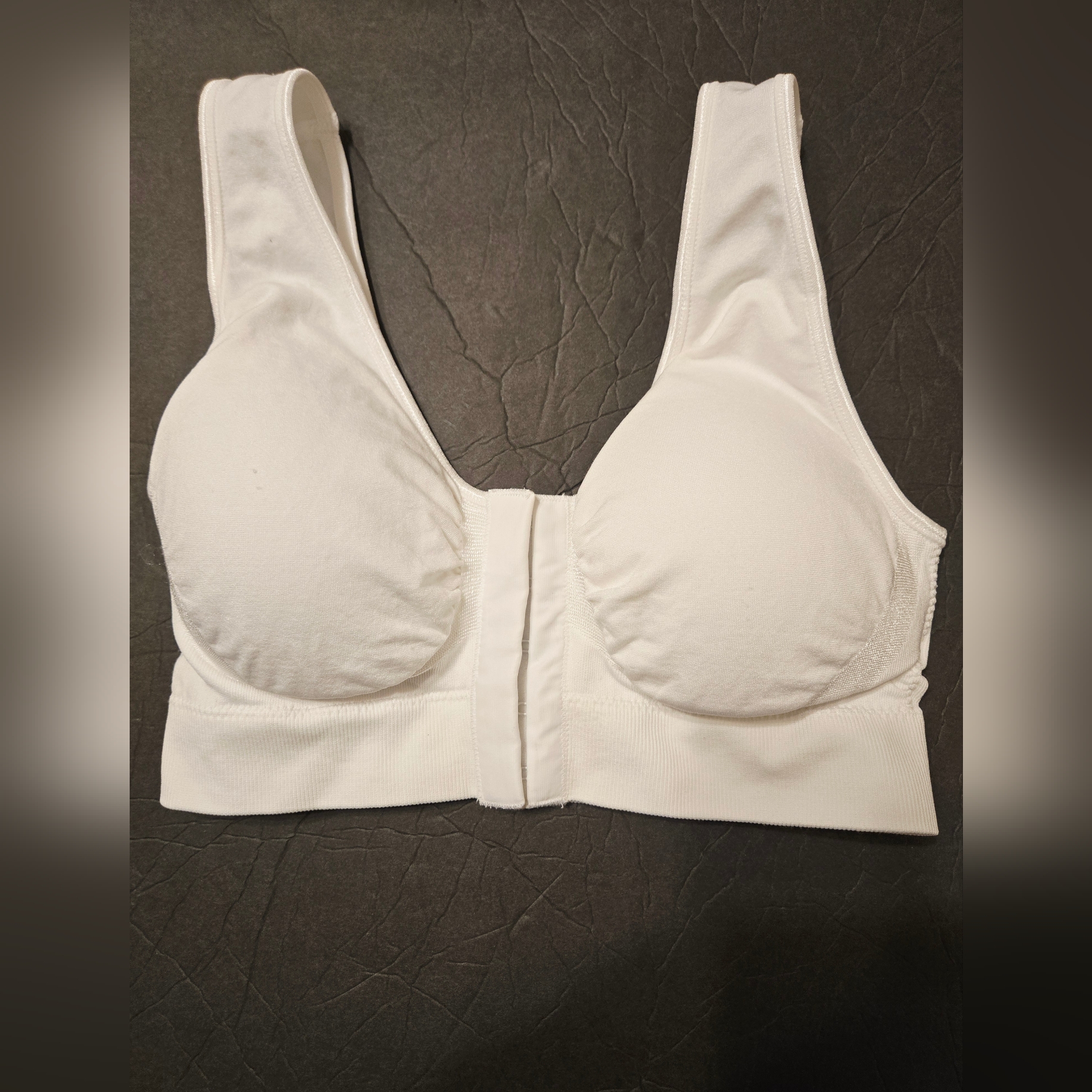 Miracle Bamboo Bra White Wide Strap Hook  Eye Wireless Minimizer Size L Comfy